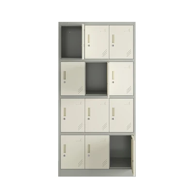 Gambar Odi Becca Loker Single Column 12 Pintu - Krem/Abu-Abu