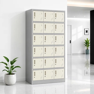 Gambar Odi Becca Loker Single Column 18 Pintu - Krem/Abu-Abu