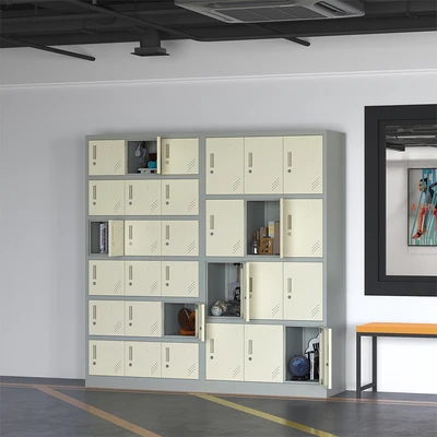 Gambar Odi Becca Loker Single Column 18 Pintu - Krem/Abu-Abu