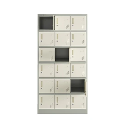 Gambar Odi Becca Loker Single Column 18 Pintu - Krem/Abu-Abu
