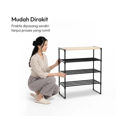 Gambar Informa Ichi Rak Sepatu 4 Tingkat 60x30x71 cm - Hitam