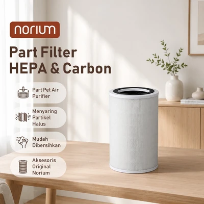 Gambar Norium Part Filter HEPA & Carbon Air Purifier Pet 46 m2 CADR 360 m3/jam - Putih