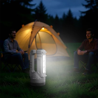 Gambar Powerlite Senter Rechargeable Spotlight Dengan Lantern 7 Watt - Abu-Abu