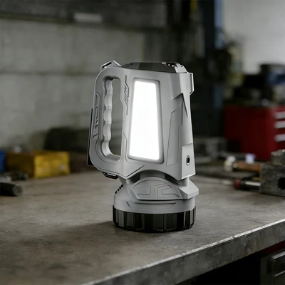 Gambar Powerlite Senter Rechargeable Spotlight Dengan Lantern 10 Watt - Abu-Abu