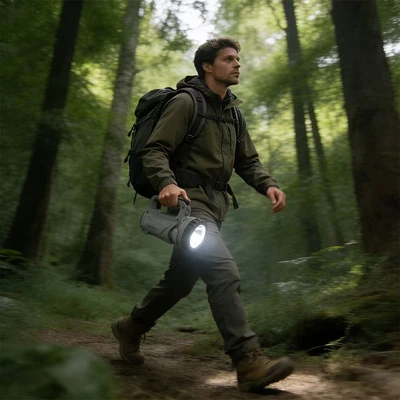 Gambar Powerlite Senter Rechargeable Spotlight Dengan Lantern 10 Watt - Abu-Abu