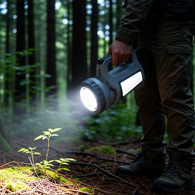 Gambar Powerlite Senter Rechargeable Spotlight Dengan Lantern 10 Watt - Abu-Abu