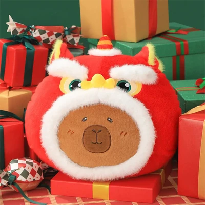 Gambar Tuntunzai Good Luck Bantal Plush Lion Head 40 cm - Merah