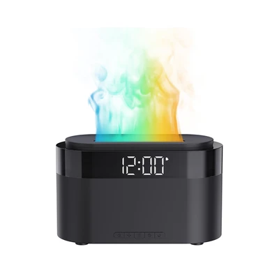 Gambar Breathe Diffuser Aromaterapi Flame Effect Dengan Jam - Hitam