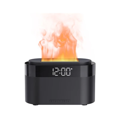 Gambar Breathe Diffuser Aromaterapi Flame Effect Dengan Jam - Hitam