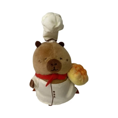 Gambar Tuntunzai Bakery Gantungan Kunci Boneka Plush Top Hat Chef - Cokelat/Putih