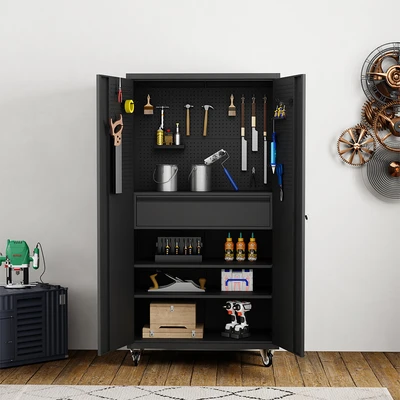 Gambar Krisbow Lemari Perkakas Dengan Roda 100x50x180 cm - Hitam