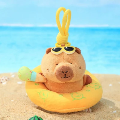 Gambar Tuntunzai Gantungan Kunci Boneka Plush Capybara Swimming Ring - Mix