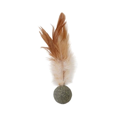 Gambar Cavea Mainan Kucing Catnip Ball & Feather - Cokelat