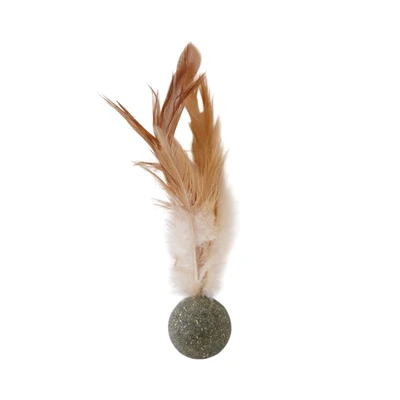Gambar Cavea Mainan Kucing Catnip Ball & Feather - Cokelat