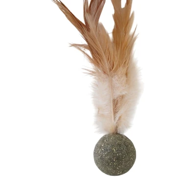 Gambar Cavea Mainan Kucing Catnip Ball & Feather - Cokelat