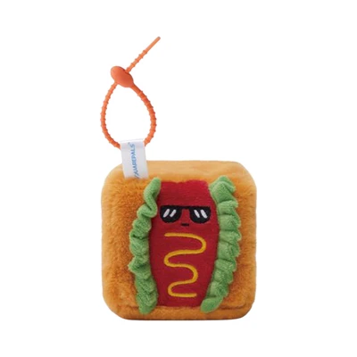 Gambar Squarepals Gantungan Kunci Plush Hotdog Ukuran S - Cokelat
