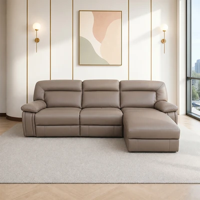Gambar Informa Savio Sofa Corner Kanan Kulit - Cokelat