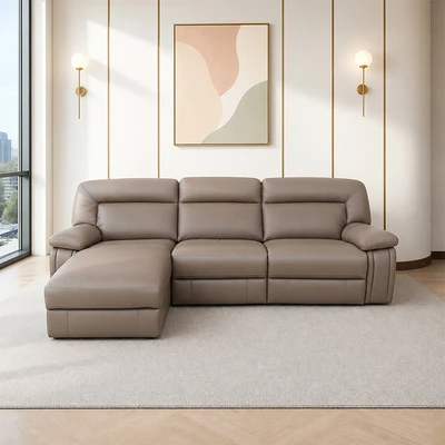 Gambar Informa Savio Sofa Corner Kiri Kulit - Cokelat