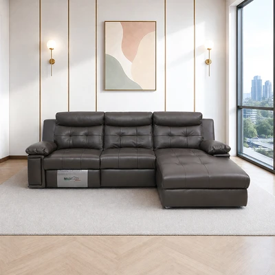 Gambar Informa Verona Sofa Sudut Recliner Kulit Kanan - Cokelat Tua