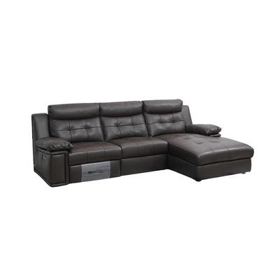 Gambar Informa Verona Sofa Sudut Recliner Kulit Kanan - Cokelat Tua