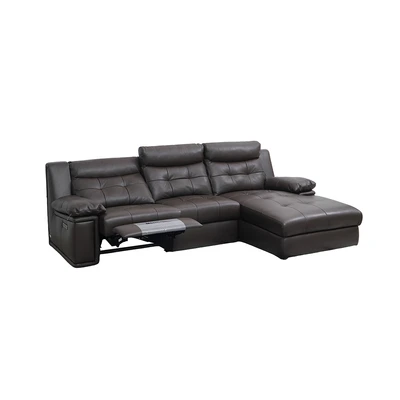 Gambar Informa Verona Sofa Sudut Recliner Kulit Kanan - Cokelat Tua