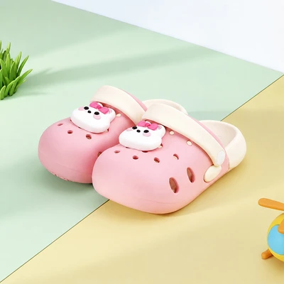 Gambar Ataru Sandal Anak Clogs Bunny Ribbon Ukuran 22/23 - Pink