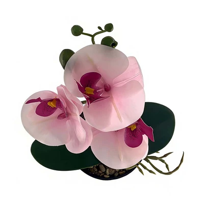 Gambar Selma Bunga Artifisial Orchid Dengan Pot 32x11x11 cm - Ungu/Hitam