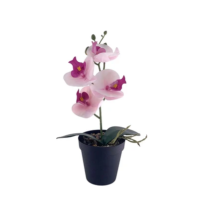 Gambar Selma Bunga Artifisial Orchid Dengan Pot 32x11x11 cm - Ungu/Hitam