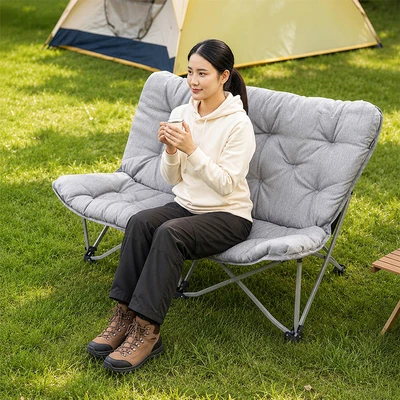 Gambar Montec Kursi Lipat Outdoor 2 Seater Double Butterfly - Abu-Abu
