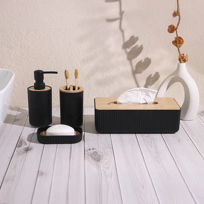 Gambar Stora Set 4 Pcs Perlengkapan Kamar Mandi - Hitam