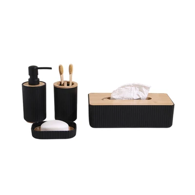 Gambar Stora Set 4 Pcs Perlengkapan Kamar Mandi - Hitam