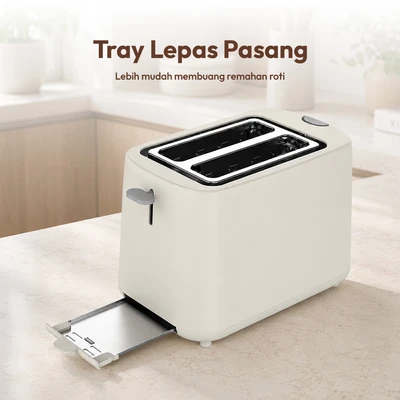 Gambar Kris Toaster 2 Slice Dengan Rak Penghangat 870 Watt - Putih