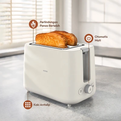 Gambar Kris Toaster 2 Slice Dengan Rak Penghangat 870 Watt - Putih