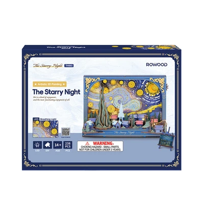 Gambar Rolife Puzzle 3d Artistic Painting The Starry Night Set 238 Pcs Th003 - Biru