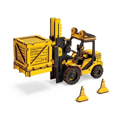 Gambar Rolife Puzzle 3d Forklift Engineering Vehicle Set 139 Pcs Tg413k - Kuning