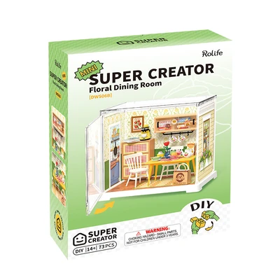 Gambar Rolife Miniatur 3d Mini Super Creator Floral Dining Room Set 73 Pcs Dws06b - Mix