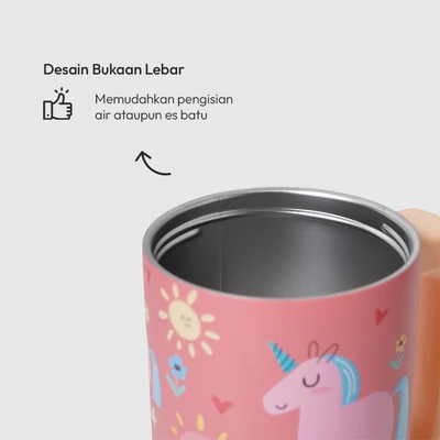 Gambar Picas Critter Botol Vacuum Flask Dengan Handle Stainless Steel 304 550 ml - Pink