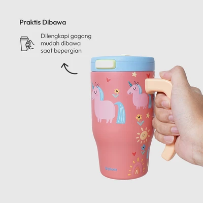 Gambar Picas Critter Botol Vacuum Flask Dengan Handle Stainless Steel 304 550 ml - Pink