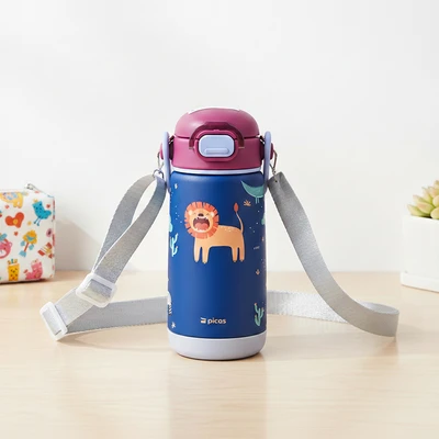 Gambar Picas Critter Botol Vacuum Flask Dengan Strap Stainless Steel 304 420 ml - Biru Navy
