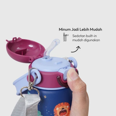 Gambar Picas Critter Botol Vacuum Flask Dengan Strap Stainless Steel 304 420 ml - Biru Navy