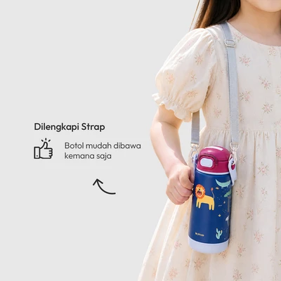 Gambar Picas Critter Botol Vacuum Flask Dengan Strap Stainless Steel 304 420 ml - Biru Navy