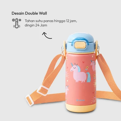 Gambar Picas Critter Botol Vacuum Flask Dengan Strap Stainless Steel 304 420 ml - Pink