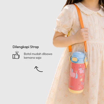 Gambar Picas Critter Botol Vacuum Flask Dengan Strap Stainless Steel 304 420 ml - Pink