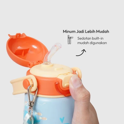 Gambar Picas Critter Botol Vacuum Flask Dengan Strap Stainless Steel 304 420 ml - Biru