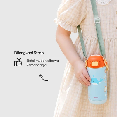 Gambar Picas Critter Botol Vacuum Flask Dengan Strap Stainless Steel 304 420 ml - Biru