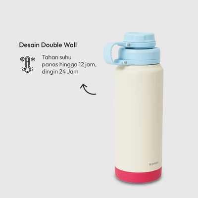 Gambar Picas Powie Botol Vacuum Flask Dengan Tas Stainless Steel 304 750 ml - Putih
