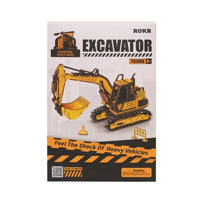 Gambar Rolife Puzzle 3d Excavator Engineering Vehicle Set 395 Pcs Tg508k - Kuning