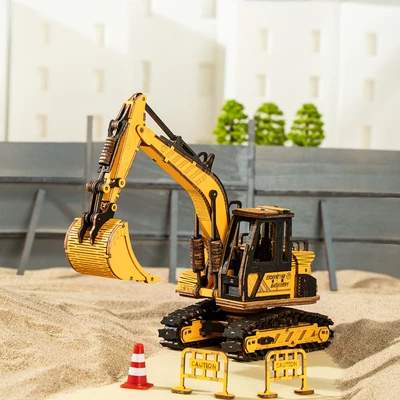 Gambar Rolife Puzzle 3d Excavator Engineering Vehicle Set 395 Pcs Tg508k - Kuning