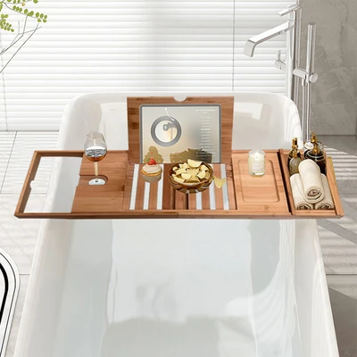 Gambar Stora Nampan Bathtub Bambu Extendable - Cokelat
