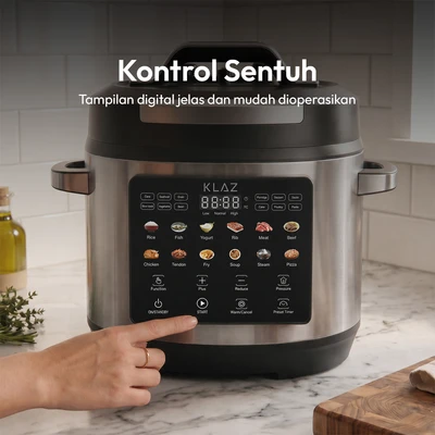 Gambar Klaz Pressio Panci Digital Pressure Cooker 5 Liter 900 Watt - Silver